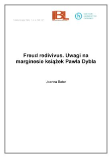 Freud redivivus. Uwagi na marginesie książek Pawła Dybla