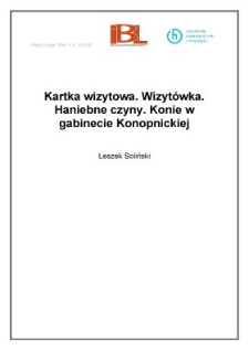 Kartka wizytowa. Wizytówka. Haniebne czyny. Konie w gabinecie Konopnickiej