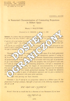 A numerical characterization of commuting projections in Hilbert space