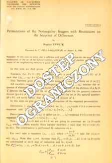 Permutations of the nonnegative integers with restictions on the sequence of differences