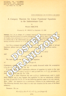 A category theorem for linear functional equations in the indeterminate case