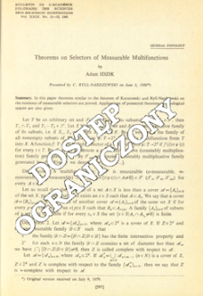 Theorems on selectors of measurable multifunctions