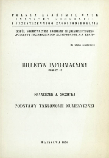 Podstawy taksonomii numerycznej : wykład