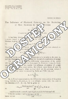 The Influence of Hindered Rotation on the Scattering of Slow Neutrons by Bound Protons.