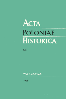 Acta Poloniae Historica T. 12 (1965), Strony tytułowe, spis treści