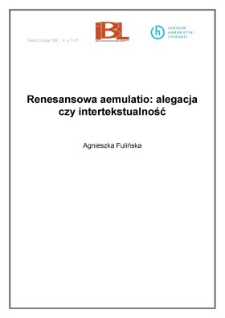 Renesansowa aemulatio: alegacja czy intertekstualność