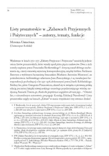 Listy prozatorskie w „Zabawach Przyjemnych i Pożytecznych” - autorzy, tematy, funkcje