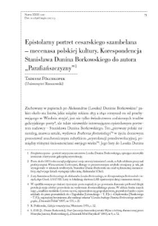 Epistolarny portret cesarskiego szambelana - mecenasa polskiej kultury. Korespondencja Stanisława Dunina Borkowskiego do autora „Parafiańszczyzny ”