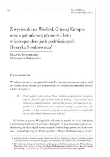 Z wycieczki na Wschód. O innej Europie oraz o gatunkowej płynności listu w korespondencjach podróżniczych Henryka Sienkiewicza