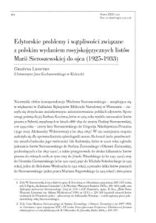 Edytorskie problemy i wątpliwości związane z polskim wydaniem rosyjskojęzycznych listów Marii Sieroszewskiej do ojca (1925-1933)