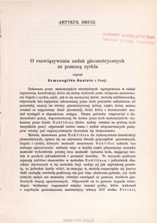 O rozwiązywaniu zadań gieometrycznych za pomocą cyrkla