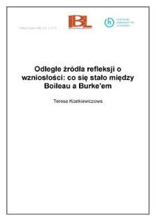 Odległe źródła refleksji o wzniosłości: co się stało między Boileau a Burke`em