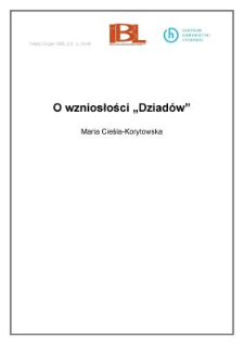 O wzniosłości "Dziadów"