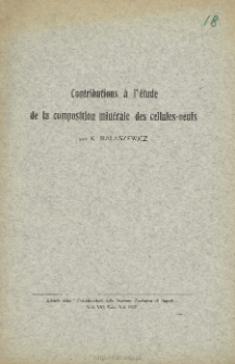 Contributions a l'étude de la composition minérale des cellules-oeufs