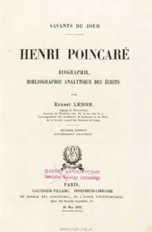Henri Poincaré : biographie, bibliographie analytique des écrits