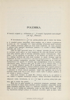 Polemika. W kwestji artykułu p. Arlitewicza p.t. "O zasadzie logarytmów naturalnych" (No 2-gi "Wektora")