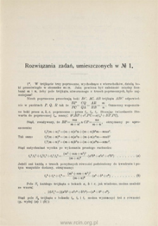 Rozwiązania zadań, umieszczonych w No 1.