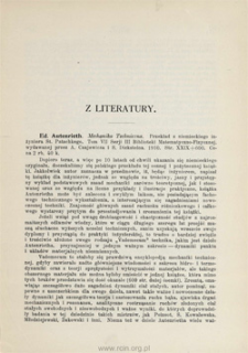 Z literatury. Ed. Autenrieth. Mechanika techniczna