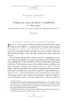 Poezja na łamach prasy codziennej w 1870 roku. Prolegomena (na materiale „Kuriera Warszawskiego”)