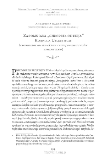 Zapomniana „chłopska odyseja” Kornela Ujejskiego (przyczynek do badań nad poezją pogrobowców romantyzmu)