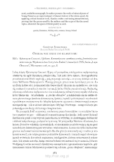 Ofelia nie idzie do klasztoru. Rec.: Katarzyna Czeczot, "Ofelizm. Romantyczne zawłaszczenia, feministyczne interwencje", Seria „LupaObscura”, Warszawa 2016