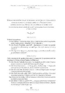 Wykaz odczytów oraz imprez naukowych i kulturalnych zorganizowanych przez oddziały Towarzystwa Literackiego im. Adama Mickiewicza w roku 2016 (na podstawie sprawozdań oddziałów sporządzili Karol Jaworski i Eliza Kącka)