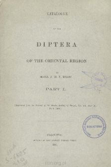 Catalogue of the Diptera of the Oriental Region. Part 1