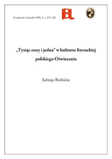 "Tysiąc nocy i jedna" : w kulturze literackiej polskiego Oświecenia