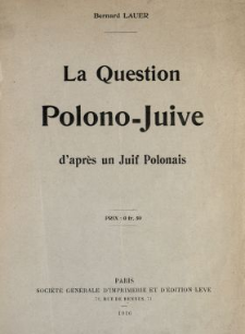 La question polono-juive d'après un Juif polonais