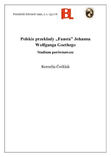 Polskie przekłady "Fausta" Johanna Wolfganga Goethego : studium porównawcze