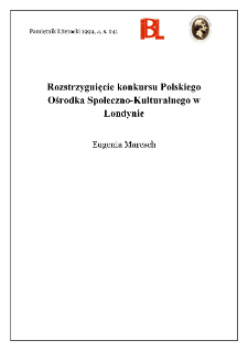 Rozstrzygnięcie konkursu Polskiego Ośrodka Społeczno-Kulturalnego w Londynie