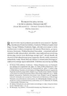 Romantyczna nuda i nowoczesna świadomość. Adam Mickiewicz – George Gordon Byron. Próba paraleli