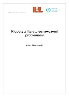 Kłopoty z literaturoznawczymi problemami