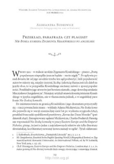 Przekład, parafraza czy plagiat? „Nie-Boska komedia” Zygmunta Krasińskiego po angielsku