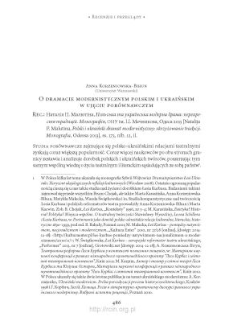 O dramacie modernistycznym polskim i ukraińskim w ujęciu porównawczym. Rec.: Наталія П. Малютіна, „Польська та українська модерна драма: перехрестя традицій. Mонографія”, Одеса 2013