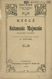 Rzecz o Salomonie Majmonie filozofie polskim