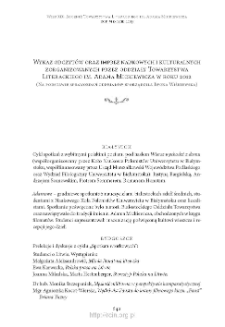 Wykaz odczytów oraz imprez naukowych i kulturalnych zorganizowanych przez oddziały Towarzystwa Literackiego im. Adama Mickiewicza w roku 2012