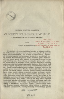 Odczyty Jerzego Brandesa "O poezyi polskiej XIX wieku" ("Gazeta Polska", nnr. 67-74 i 76-79 1886 roku)