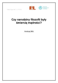 Czy narodziny filozofii były śmiercią mądrości?