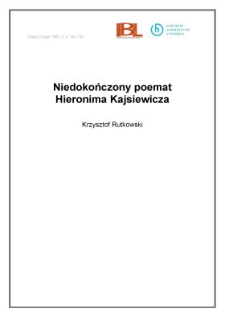 Niedokończony poemat Hieronima Kajsiewicza