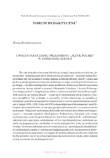 Uwagi o nauczaniu przedmiotu „język polski” w dzisiejszej szkole