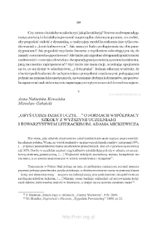 „Obyś cudze dzieci uczył…” O formach współpracy szkoły z wyższymi uczelniami i Towarzystwem Literackim im. Adama Mickiewicz