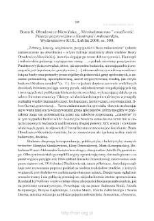 Beata K. Obsulewicz-Niewińska, „«Nieobałamucona» wrażliwość. Pisarze pozytywizmu o filantropii i miłosierdziu”, Lublin 2008