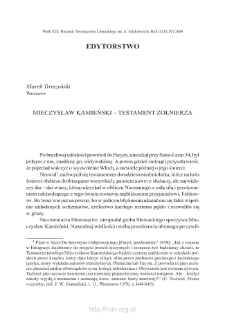 Mieczysław Kamieński – testament żołnierza