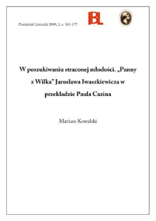 W poszukiwaniu straconej młodości : "Panny z Wilka" Jarosława Iwaszkiewicza w przekładzie Paula Cazina