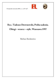 Tadeusz Drewnowski, Próba scalenia : obiegi - wzorce - style. Warszawa 1997