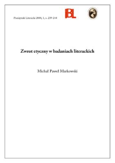 Zwrot etyczny w badaniach literackich