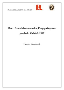 Anna Martuszewska, Pozytywistyczne parabole. Gdańsk 1997