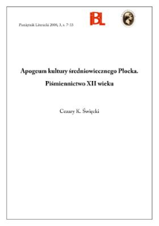 Apogeum kultury średniowiecznego Płocka: piśmiennictwo XII wieku