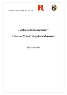 "Jabłko sodomskiej krainy" : glosa do "Votum" Zbigniewa Morsztyna